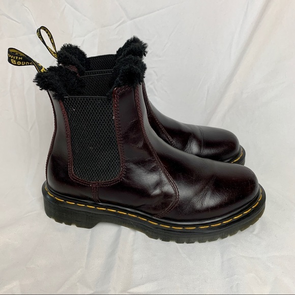 Dr. Martens Leonore Faux Fur Chelsea Oxblood - Picture 2 of 5